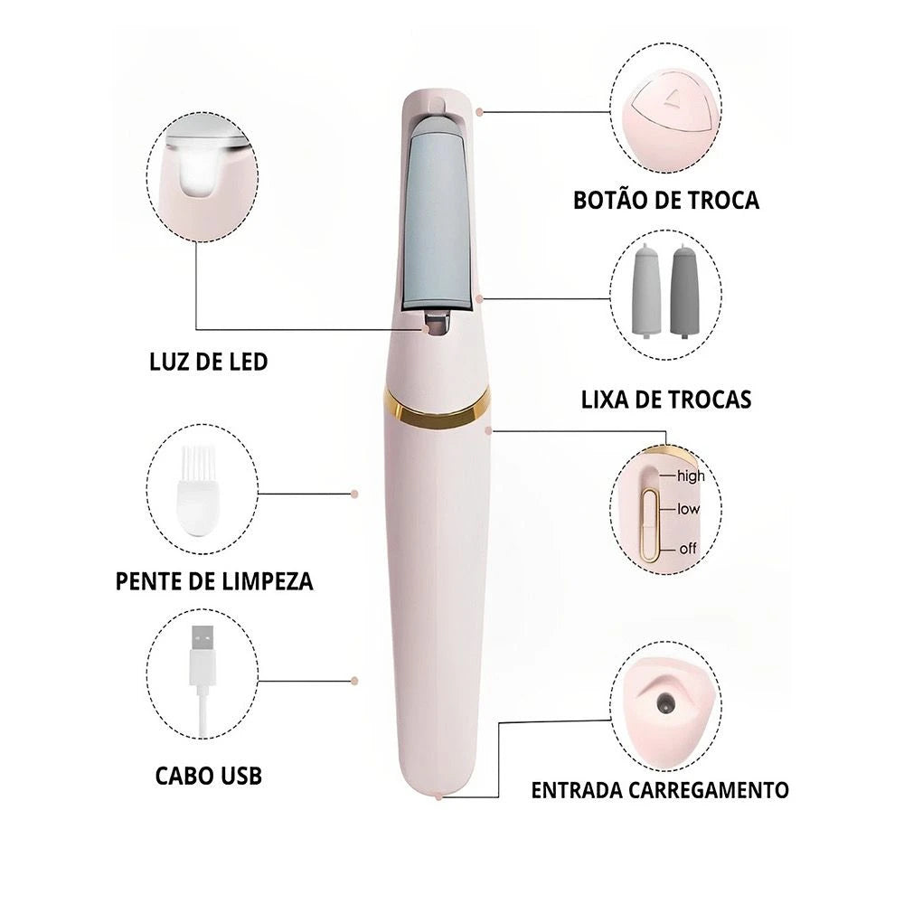 Lixa Turbo Pro - Removedor de Calos Elétrico Recarregável para Pés Lisos